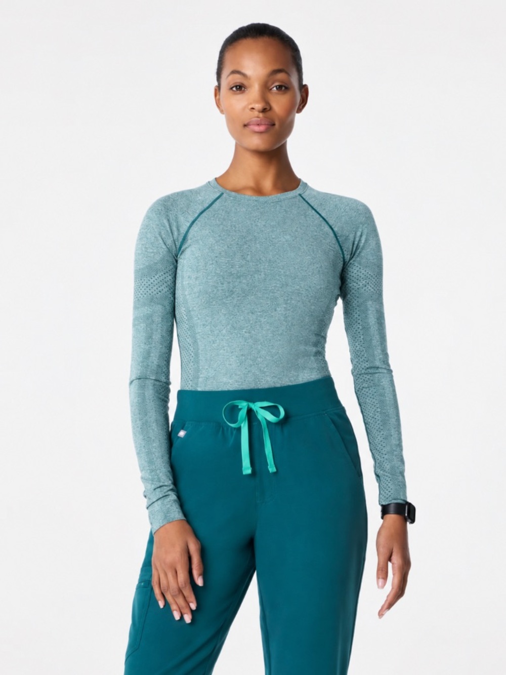 FIGS Olive Salta Seamless Long-Sleeve Underscrub